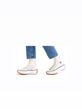 Converse White High-Top Lace-Up Platform Sneakers with Pink & Gum Outsole
